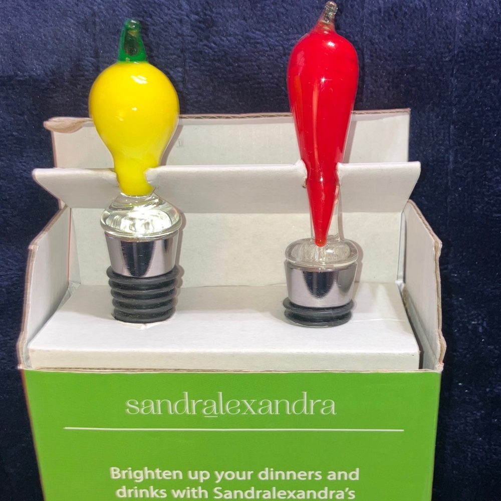 Sandra Alexandra Bottle Stoppers - Red and Yellow pepper New in the Box